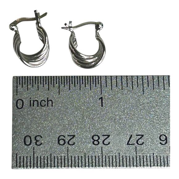 Sterling Silver 925 Twisted Hoop Earrings Hinged Back - Picture 6 of 7